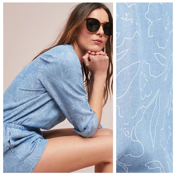 Anthropologie Cloth & Stone Chambray Romper - Picture 1 of 4